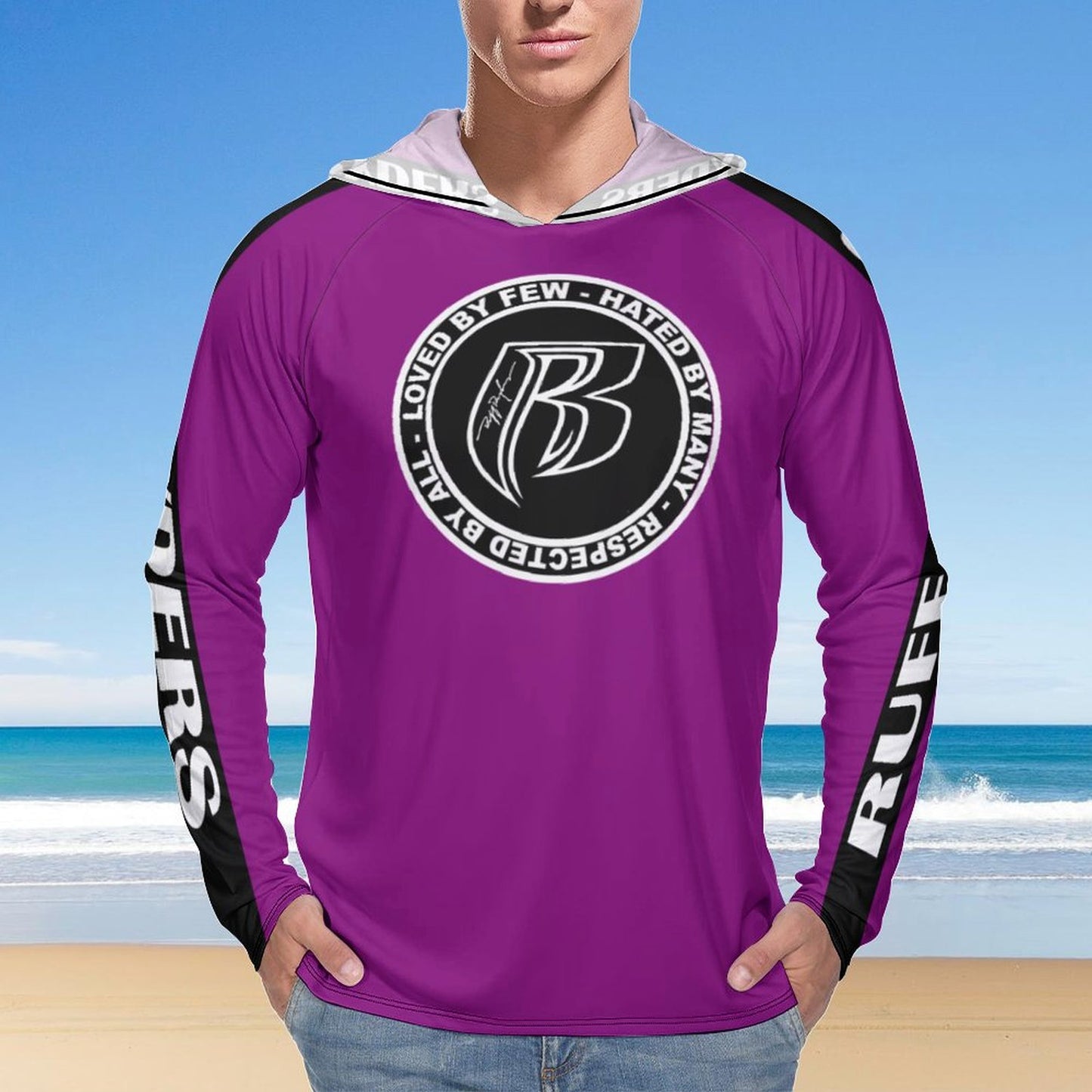 RR Long Sleeve Sun Protection Hoodie Purple - Add your name.