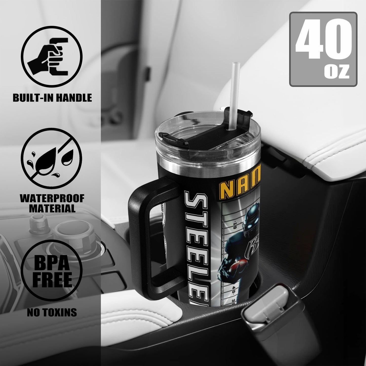 RR STEELERS 40OZ STAINLESS STEEL TUMBLER 2025