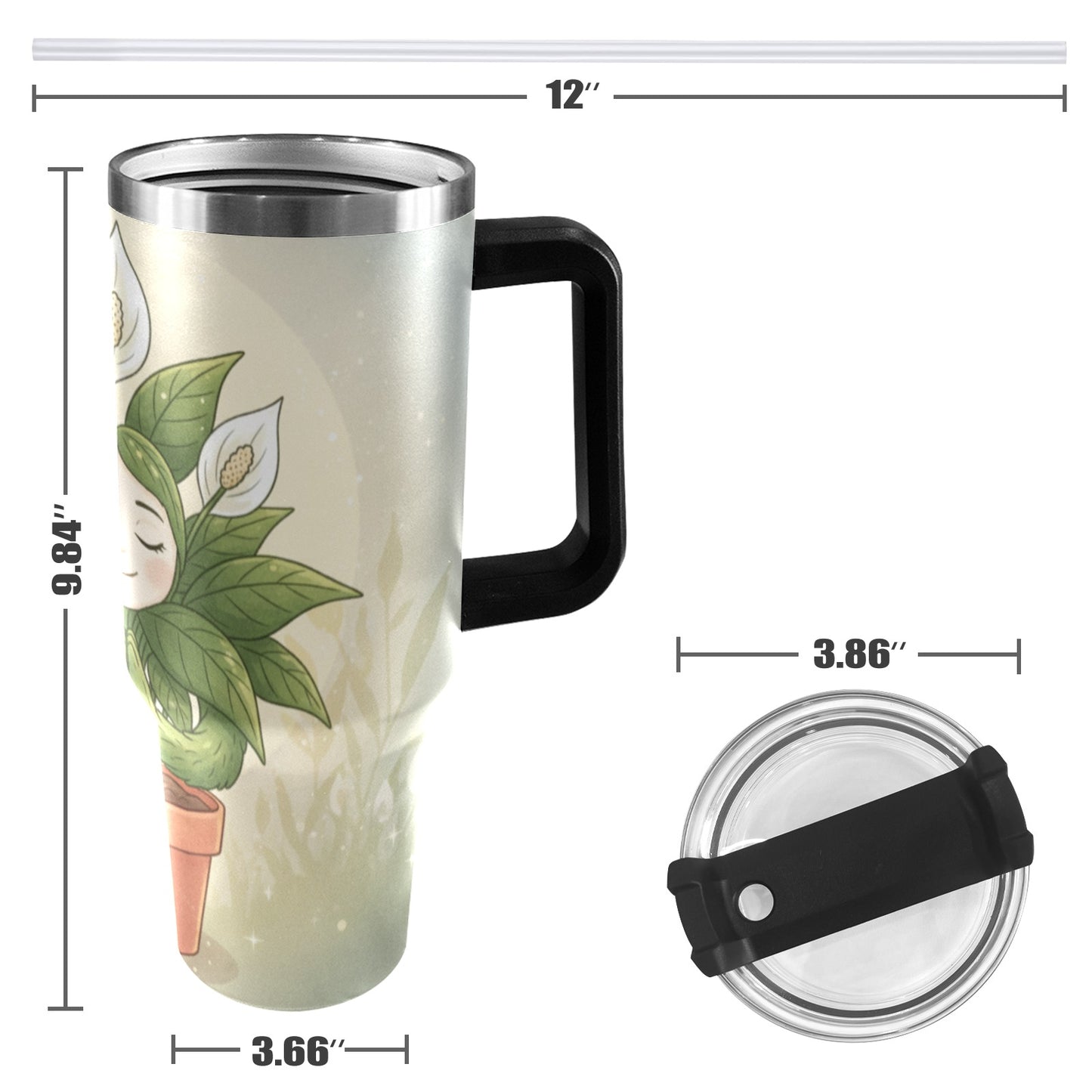 Plant Love Peace Lily 40oz Stainless Steel Tumbler