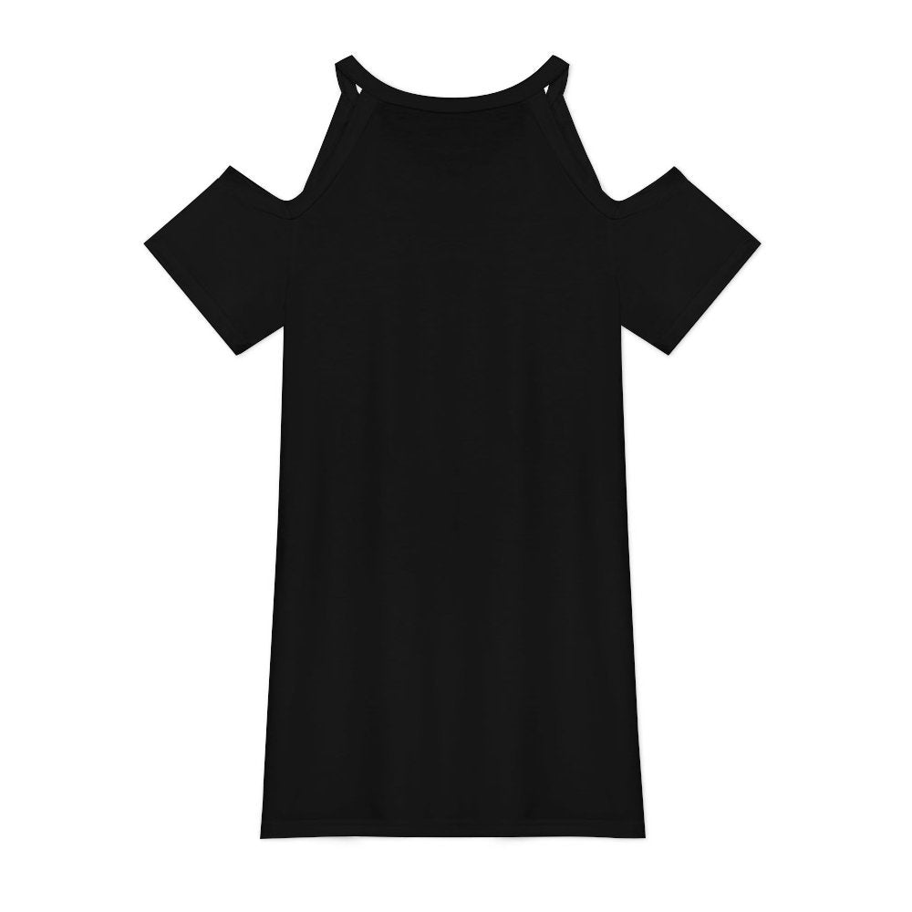 CMR Cold Shoulder Short Sleeve V Neck Dress