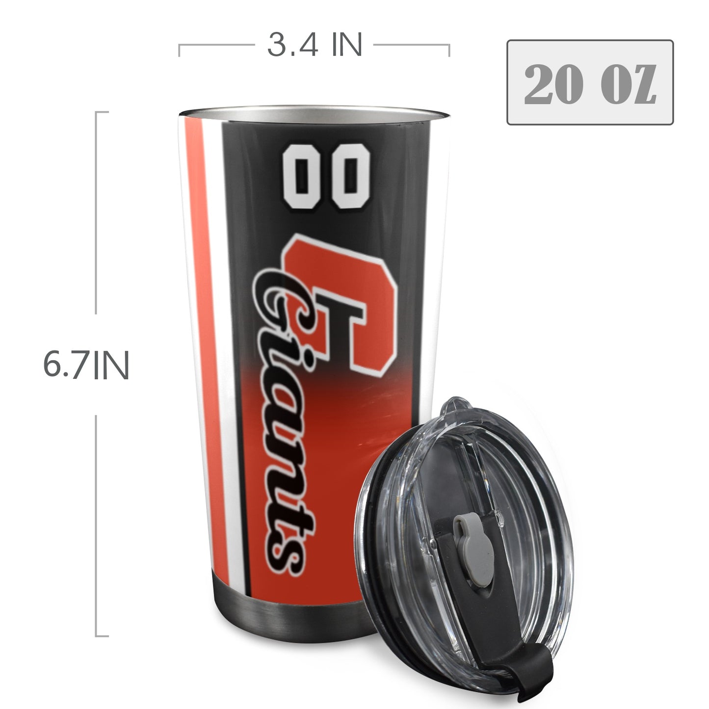 Giants 20oz Stainless Steel Tumbler - ADD your athlete's number.