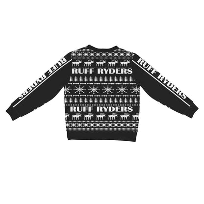 RR Christmas Women's Ribbed Poly Cardigan - Blk/Wht