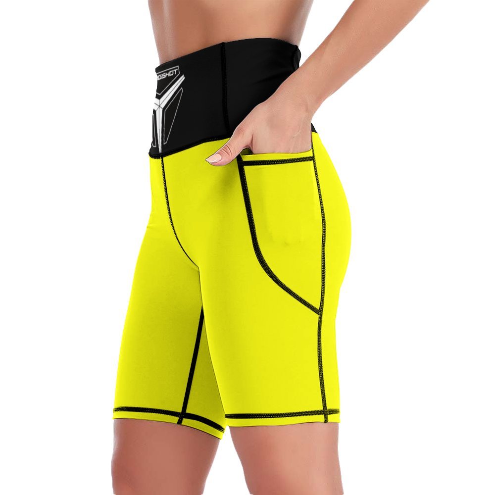 3>2 Womens Knee Length Butt Lifting Spandex Shorts Yellow