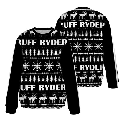 RR Christmas Ribbed Acrylic Mock Sweater Blk/Wht