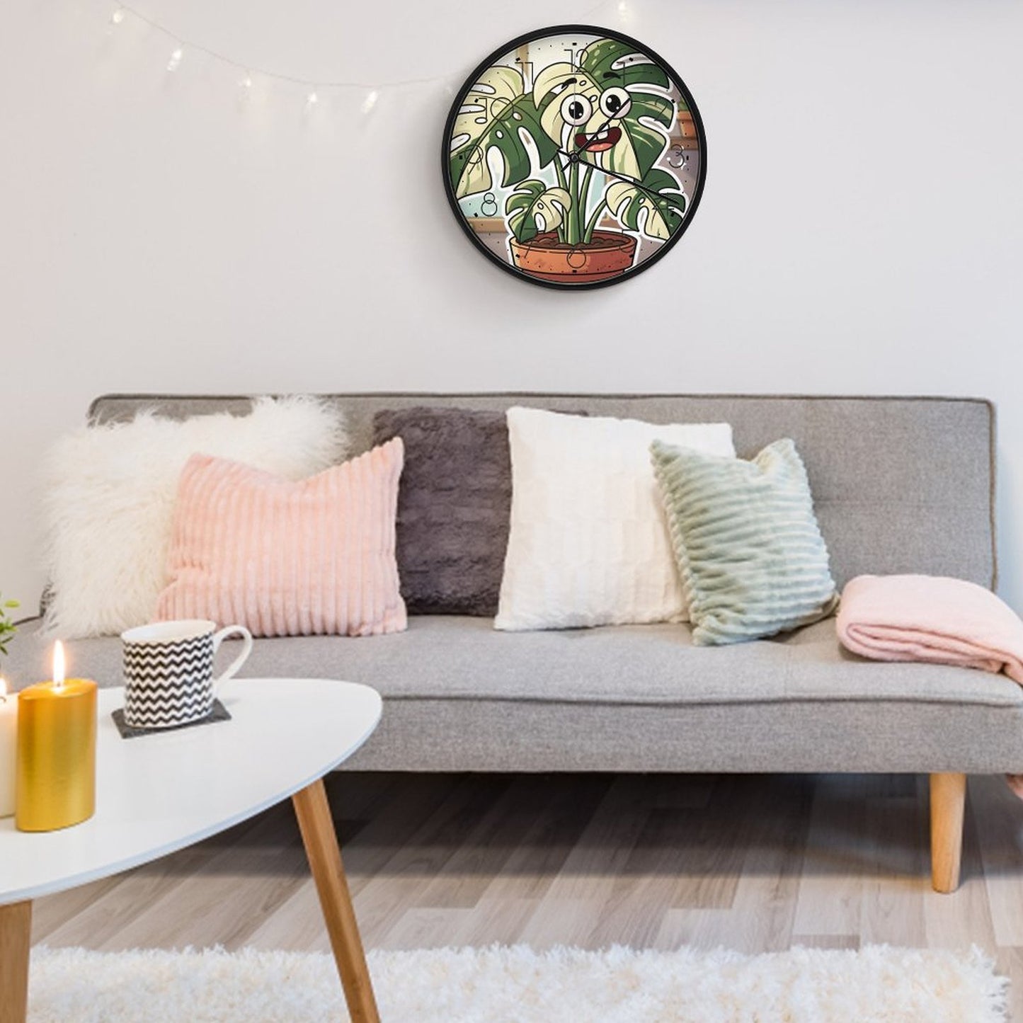 Plant Love 10x10 Wall Clock - Monsera Albo