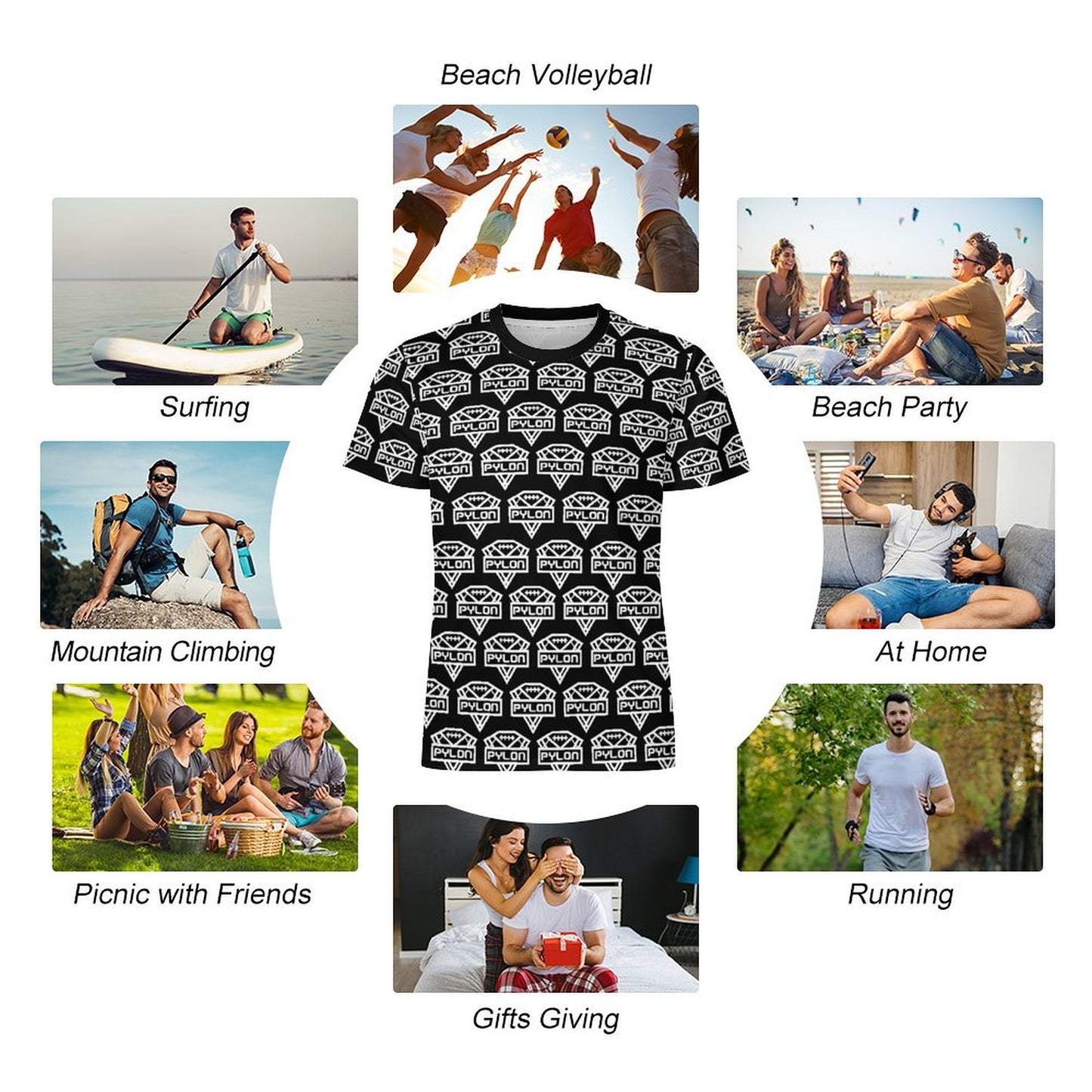 Pylon Ice Silk Tee Blk Pylon Print