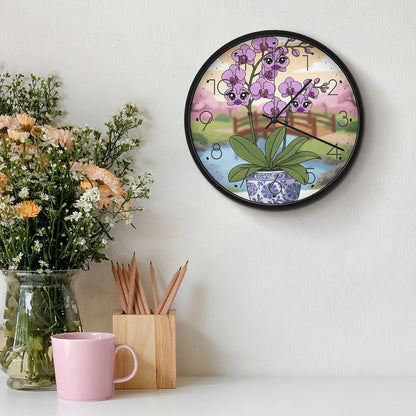 Plant Love 10x10 Wall Clock - Purple Orchid