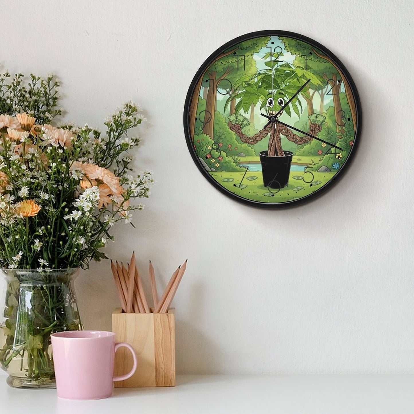 Plant Love 10x10 Wall Clock - Money Tree