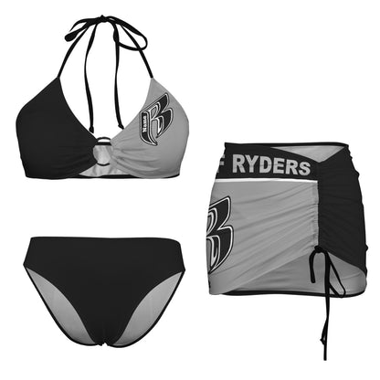 RR Three Piece Swimsuit with Bikini and Skirt TriColor