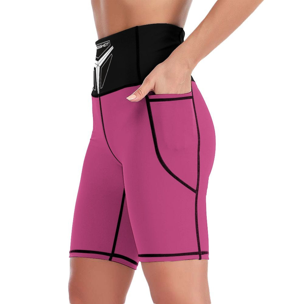 3>2 Womens Knee Length Butt Lifting Spandex Shorts Pink