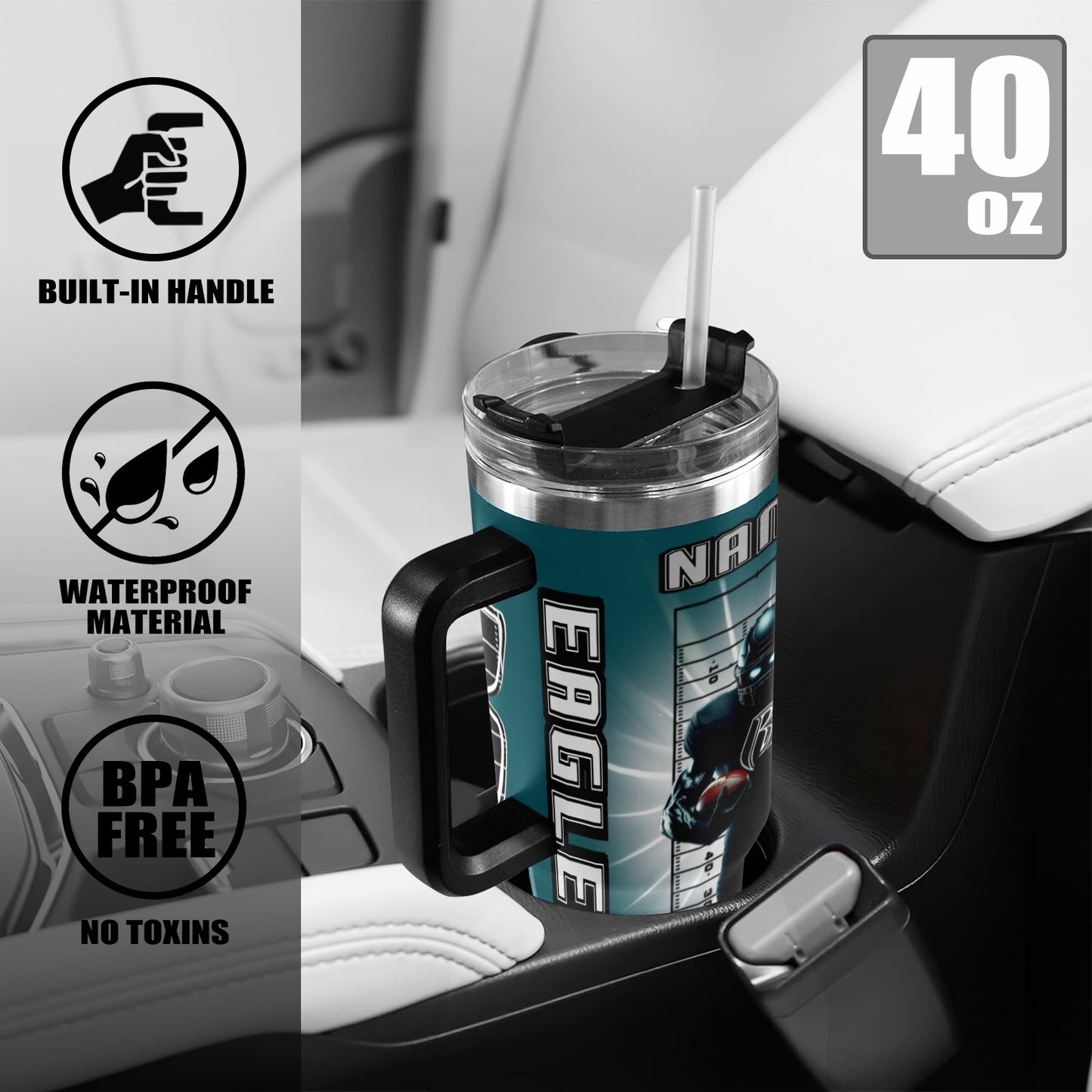 RR EAGLES 40OZ STAINLESS STEEL TUMBLER 2025
