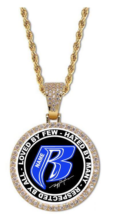 Circular Cubic Zirconia RR Pendant with Titanium Steel Rope Chain - 9 colors