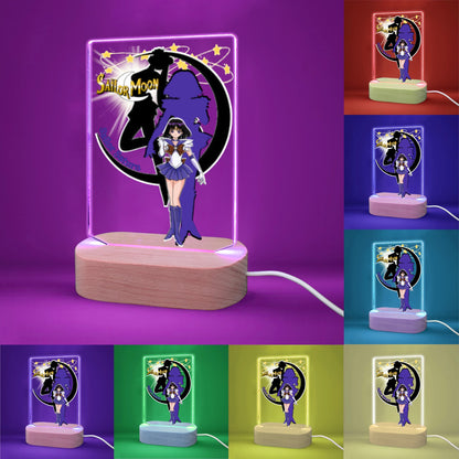 Sailor Saturn Nightlight Acrylic Photo Print with Colorful Light Base 5"x7.5"