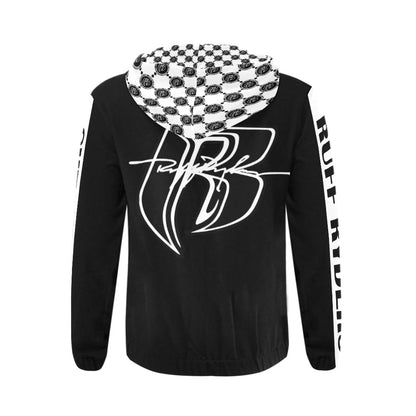 RR Mens Gucci Inspired Zippered Hoodie Blk/Wht