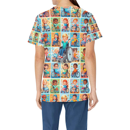 Ladies Scrub Top - Little Rollers 1