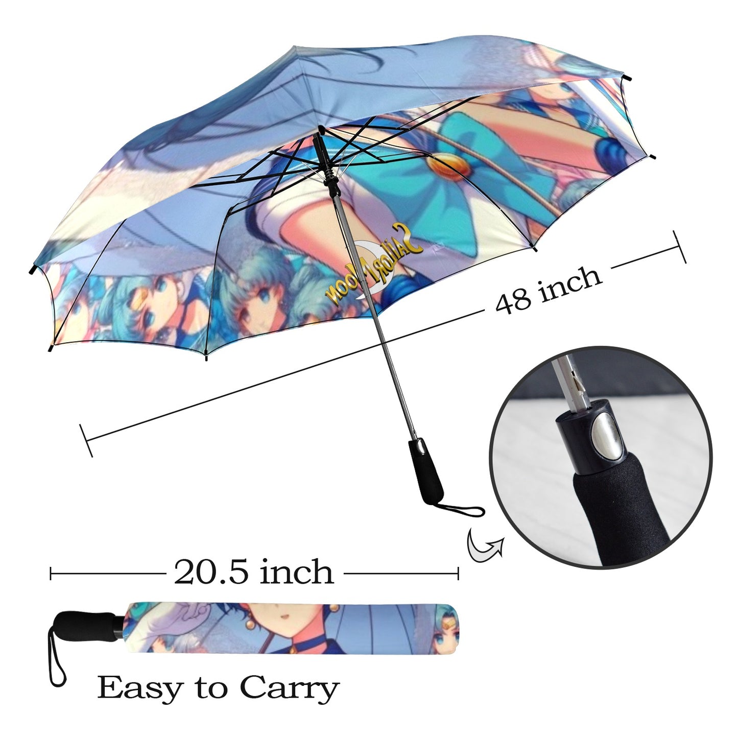 Sailor Mercury Semi-Automatic Foldable Umbrella