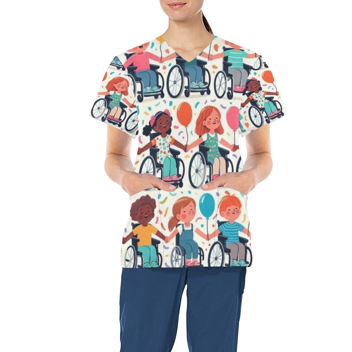 Ladies Scrub Top - Little Rollers 3