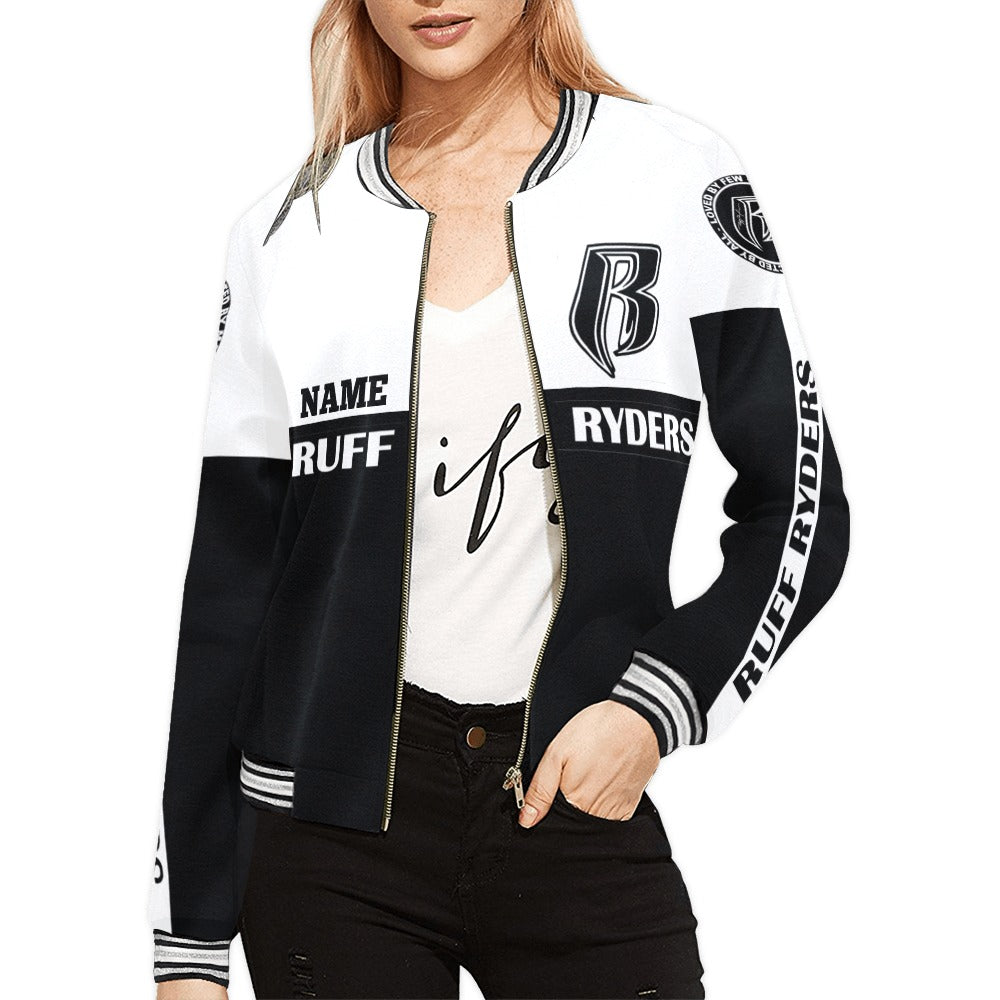 RR Custom Name Varsity Style Jacket and Matching Leggings Set Blk/Wht