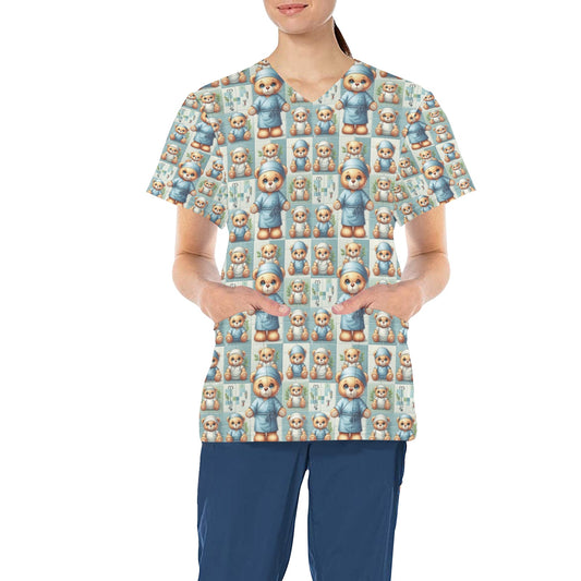 Ladies Scrub Top - Very Beary