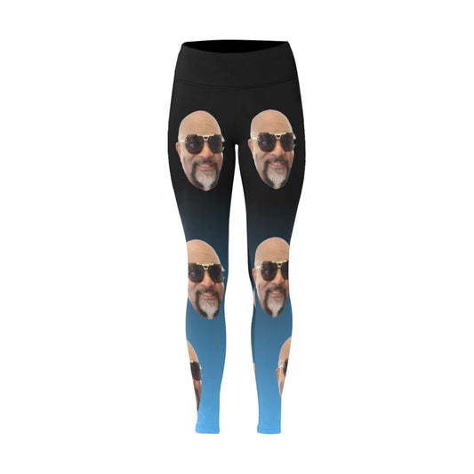Valentine's "Add Your Own Face" Customizable Leggings Blue Gradient