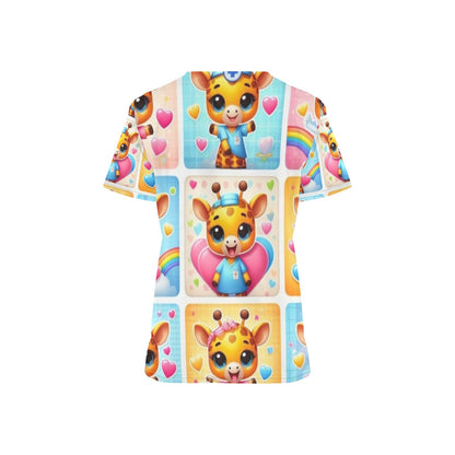 Ladies Scrub Top - Giraffe 5