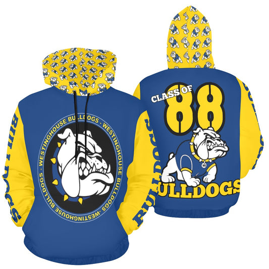 Bulldog Alumni Customizable Unisex Silky Hoodie - Blue Bulldog