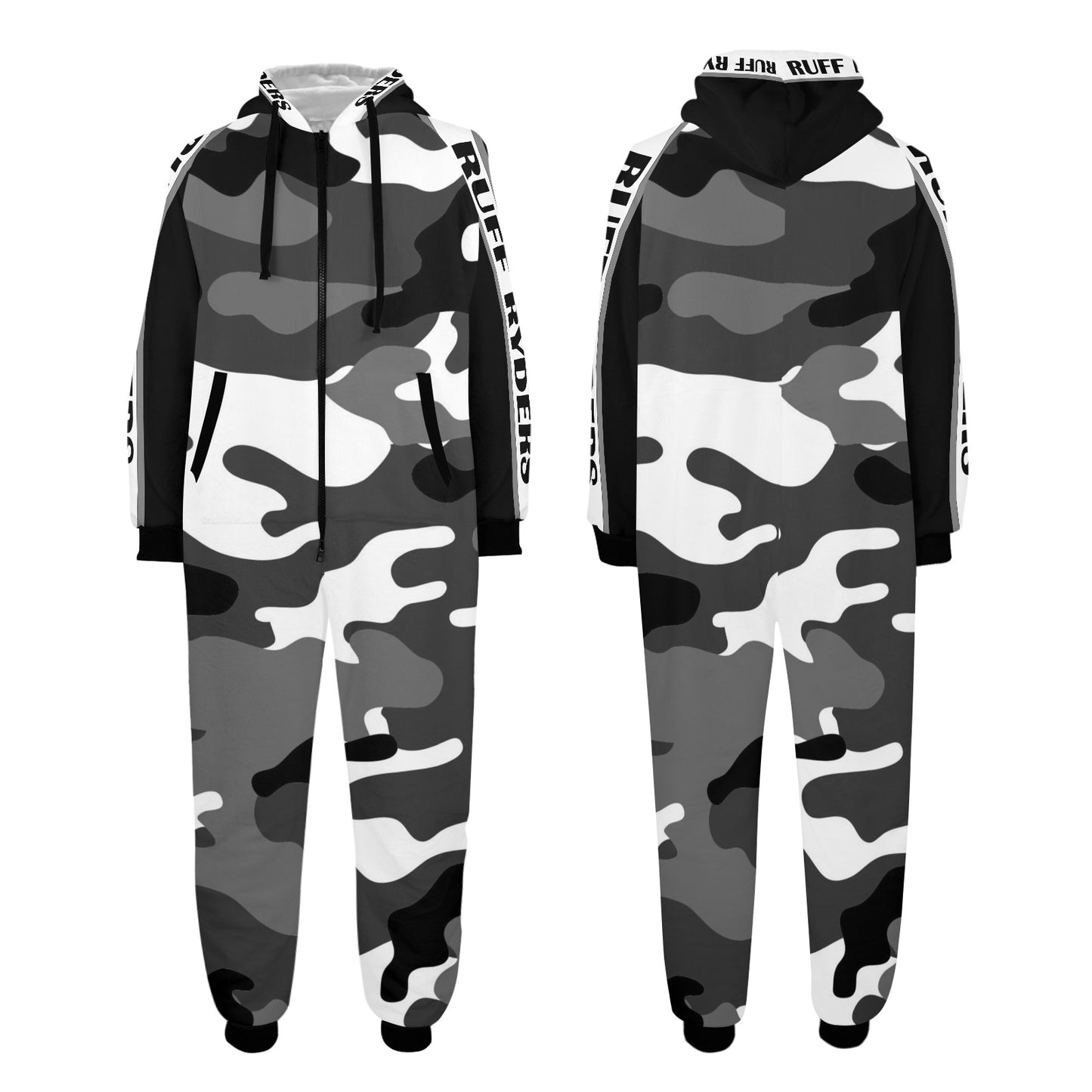 RR One-Piece Zip Up Hooded Pajamas - Camo