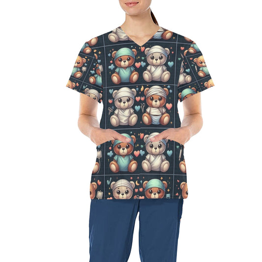 Ladies Scrub Top - Very Beary 3