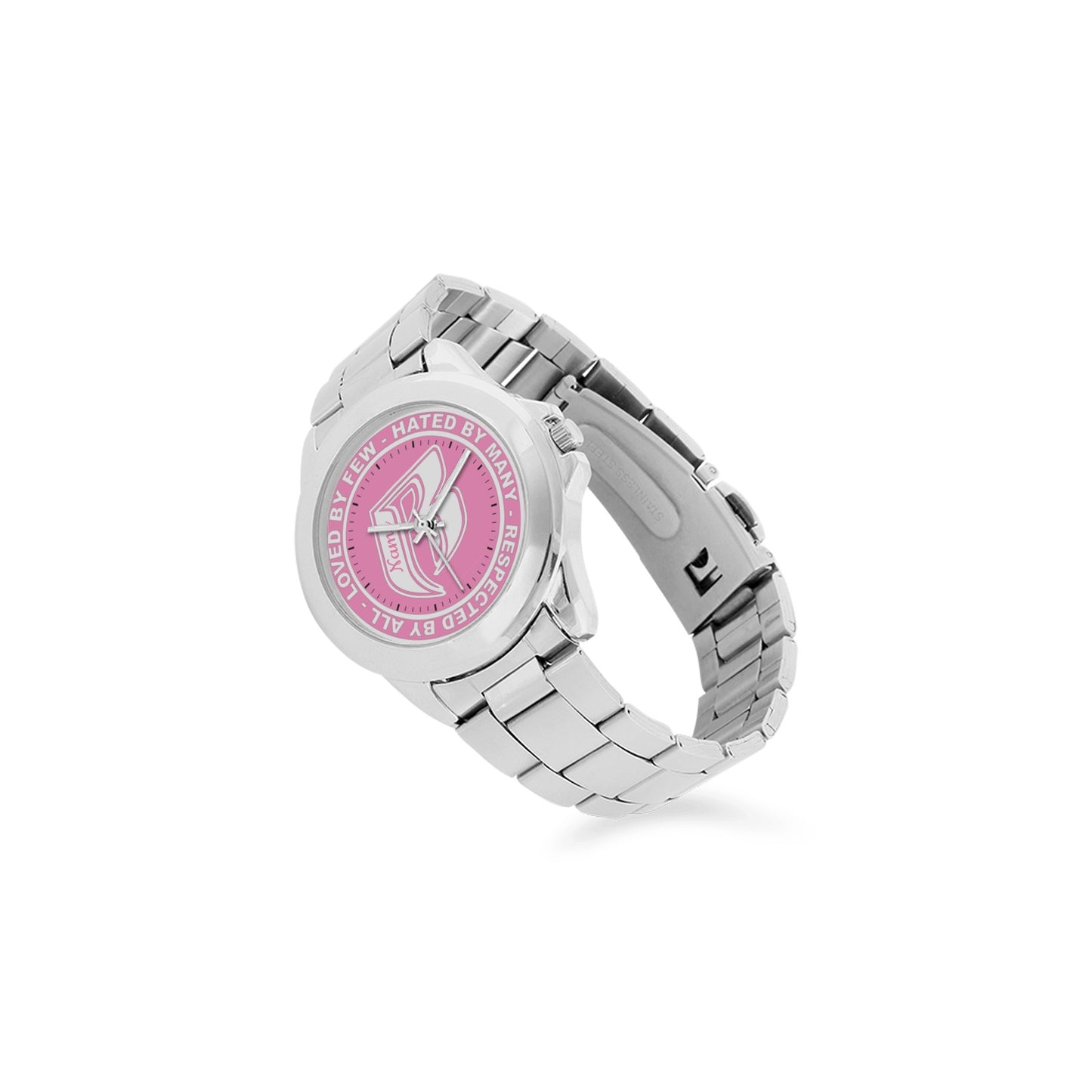 RR Unisex Stainless Steel Watch Pink - Add your name.