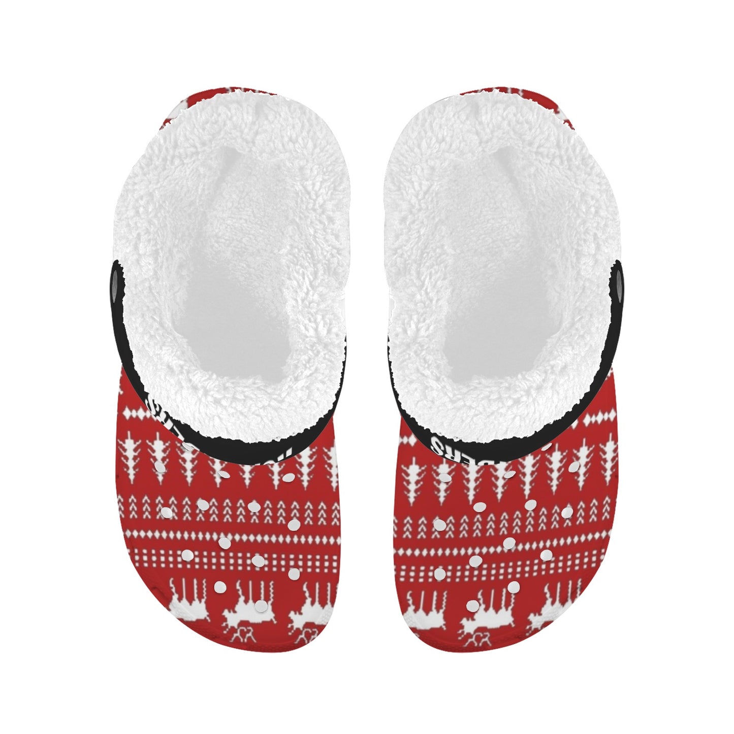 RR Fleece Lined Foam Crocs - Red Holiday