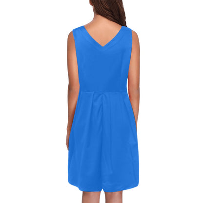Dunbar Blue Sleeveless Pleated Dress