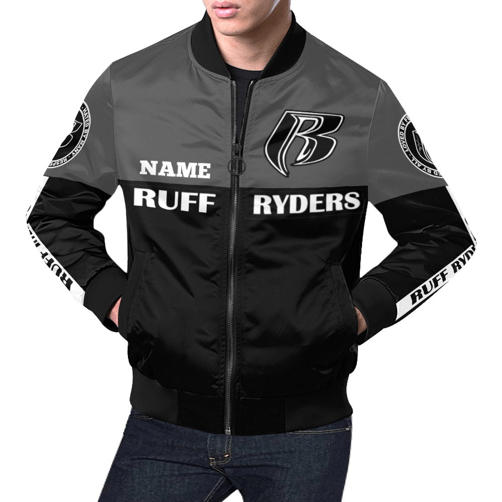 RR Custom Name Varsity Style Jacket and Matching Joggers Set Blk/Gry