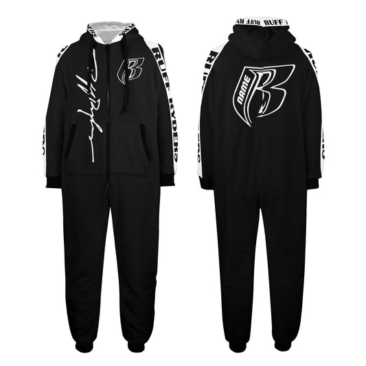 RR One-Piece Zip Up Hooded Pajamas - Blk