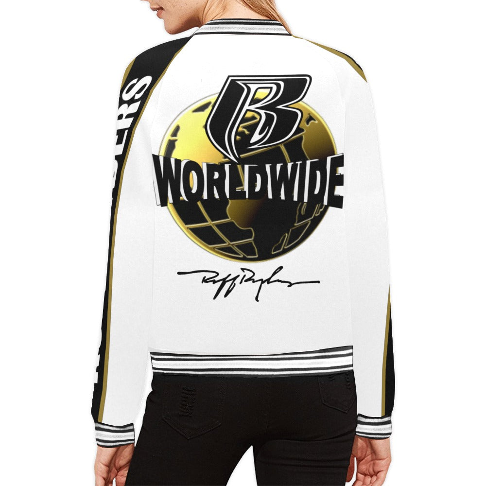 RR Worldwide Varsity Style Bomber Jacket for Women - Matching leggings and t sold separately.