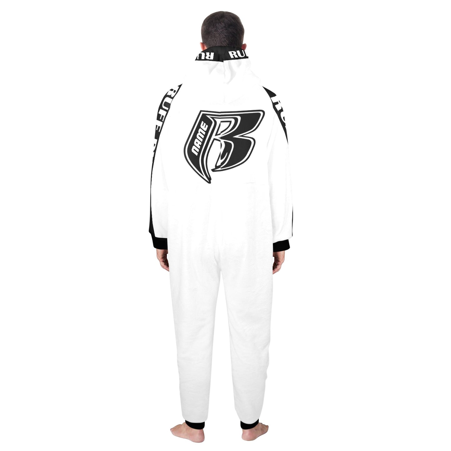 RR One-Piece Zip Up Hooded Pajamas - Wht