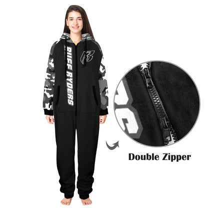 RR One-Piece Zip Up Hooded Pajamas - Blk/Camo