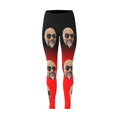 Valentine's "Add Your Own Face" Customizable Leggings Blk/Red Gradient