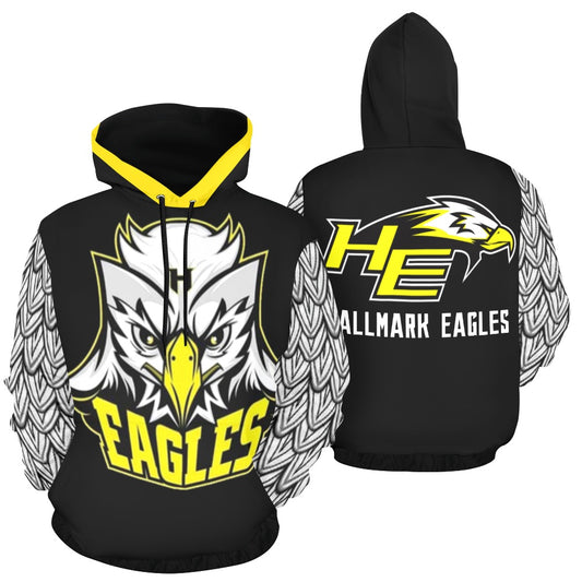 HYA Eagles Silky Hoodie Eagle Wings Blk