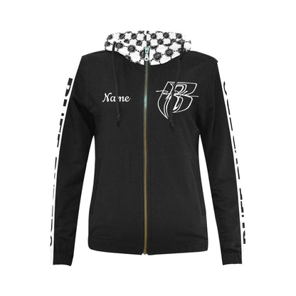 RR Gucci Inspired Womens Zippered Hoodie Blk/Wht