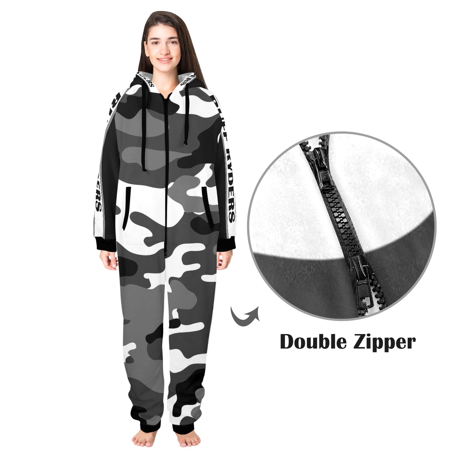 RR One-Piece Zip Up Hooded Pajamas - Camo