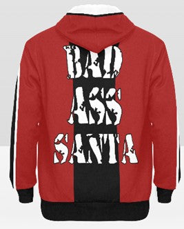 Bad Ass Santa Fleece Hoodie and Matching Hat Set