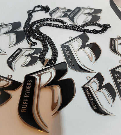 Custom Name OR "Ruff Ryders" Stainless Steel RR Pendant - 4 COLORS TARNISH FREE