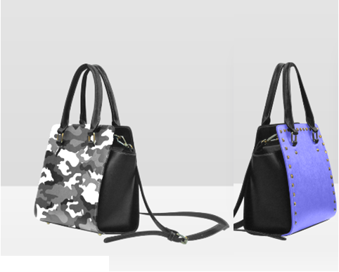 Two Tone Rivet Shoulder Handbag - (Color on one side / Camo on the other)