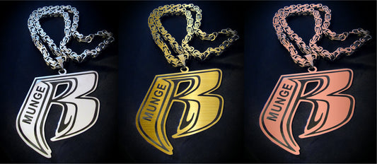 Custom Name Stainless Steel RR Pendant TARNISH FREE Silver, Gold or Rose Gold Includes 30 or 24" Cuban Link Chain