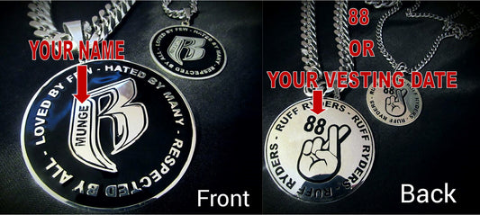 Custom Name Stainless Steel Double Sided RR Pendant - Tarnish FREE Silver or Gold - w/without Cuban Link Chain