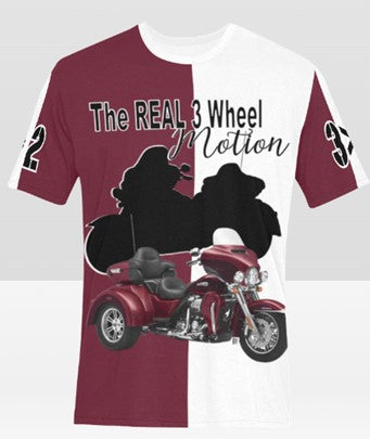 3>2 Customizable Harley Trike Tee White- Enter your custom bike color for the bike image, right side and sleeves.