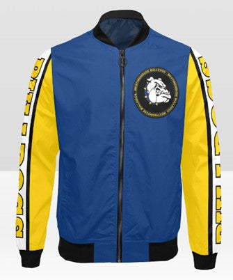 Bulldog Alumni Customizable Unisex Bomber Jacket - Blue/Gold