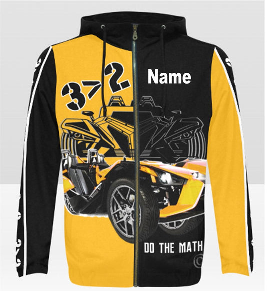 3>2 Customizable Zippered Hoodie - Slingshot Blk - Enter your custom bike color for the bike image, sleeves and hood.