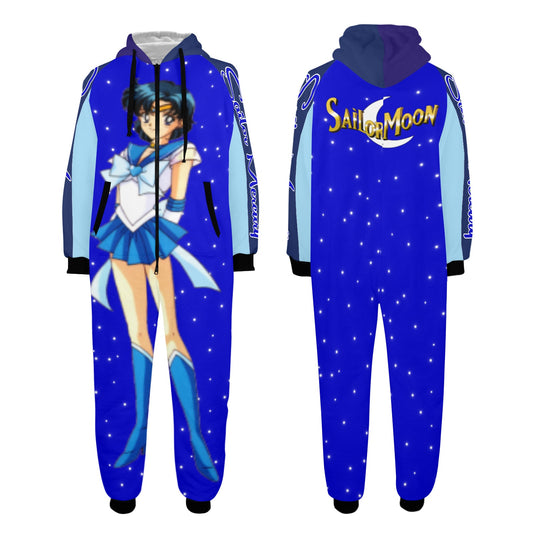 Sailor Mercury One-Piece Unisex Zip Up Hooded Pajamas