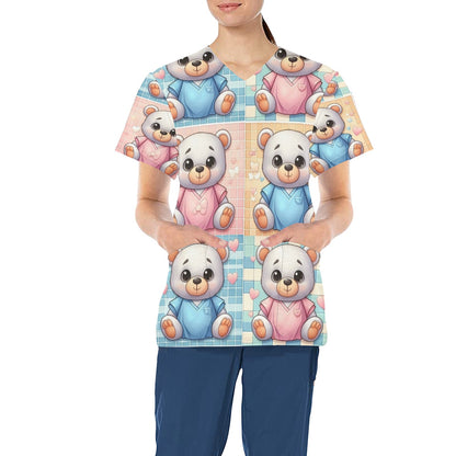 Ladies Scrub Top - Very Beary 4